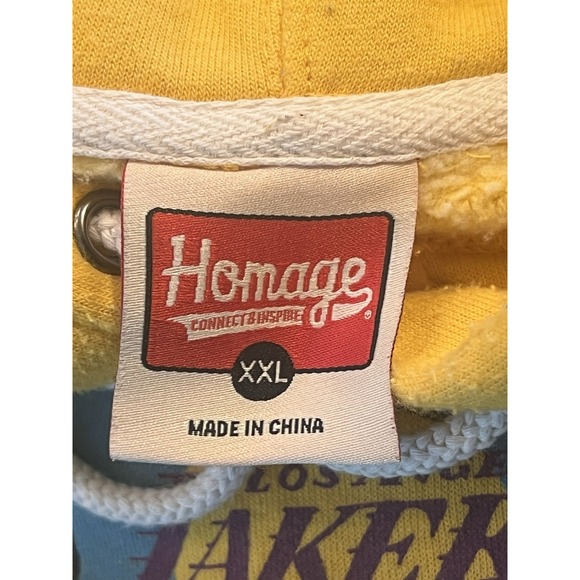Homage mens yellow hooded Los Angeles Lakers Davis/Kuzma sweatshirt 2XL - Picture 3 of 5